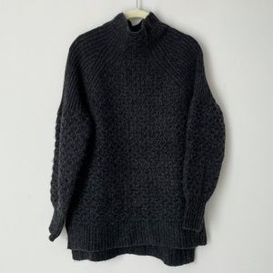 Anthropologie Mock Neck Dark Grey Long-Sleeve Knit Sweater Size XS